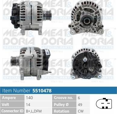 Meat & Doria 5510478 - Alternator autospares.lv