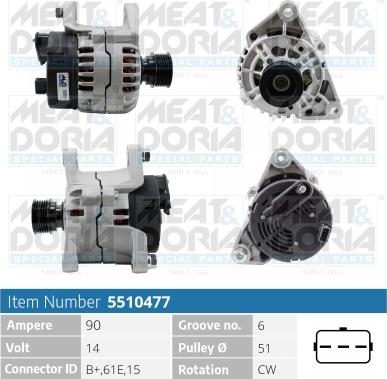 Meat & Doria 5510477 - Alternator autospares.lv