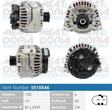 Meat & Doria 5510546 - Alternator autospares.lv