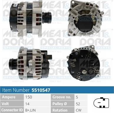 Meat & Doria 5510547 - Alternator autospares.lv