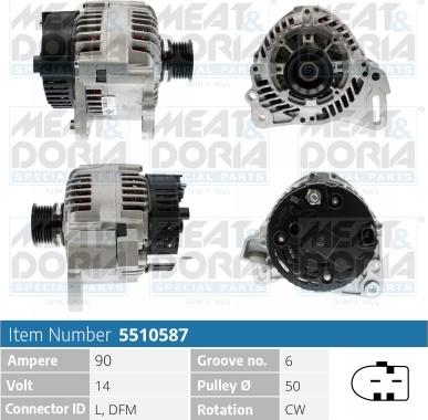 Meat & Doria 5510587 - Alternator autospares.lv