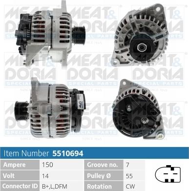 Meat & Doria 5510694 - Alternator autospares.lv