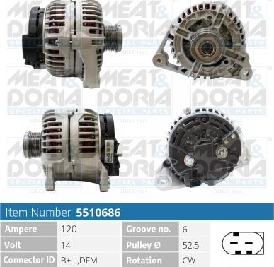 Meat & Doria 5510686 - Alternator autospares.lv