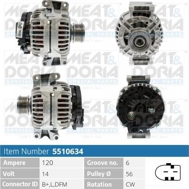 Meat & Doria 5510634 - Alternator autospares.lv