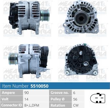 Meat & Doria 5510050 - Alternator autospares.lv