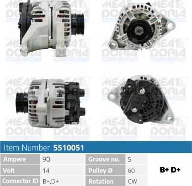 Meat & Doria 5510051 - Alternator autospares.lv