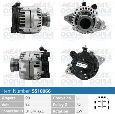 Meat & Doria 5510066 - Alternator autospares.lv