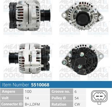 Meat & Doria 5510068 - Alternator autospares.lv