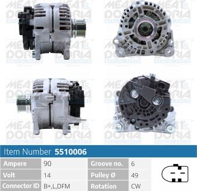 Meat & Doria 5510006 - Alternator autospares.lv