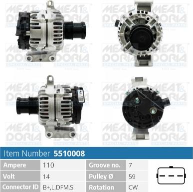 Meat & Doria 5510008 - Alternator autospares.lv