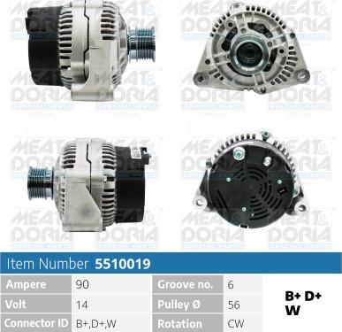 Meat & Doria 5510019 - Alternator autospares.lv