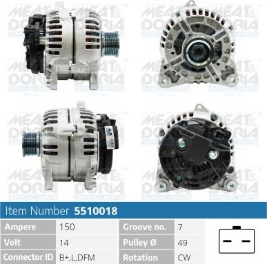 Meat & Doria 5510018 - Alternator autospares.lv