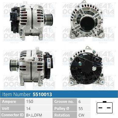 Meat & Doria 5510013 - Alternator autospares.lv