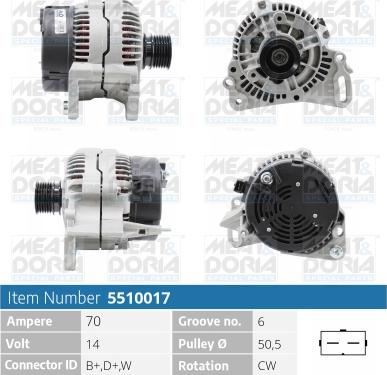 Meat & Doria 5510017 - Alternator autospares.lv