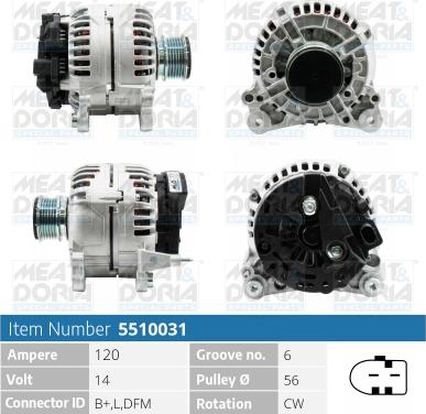 Meat & Doria 5510031 - Alternator autospares.lv