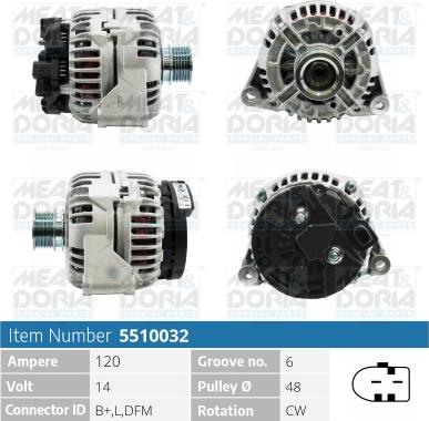 Meat & Doria 5510032 - Alternator autospares.lv