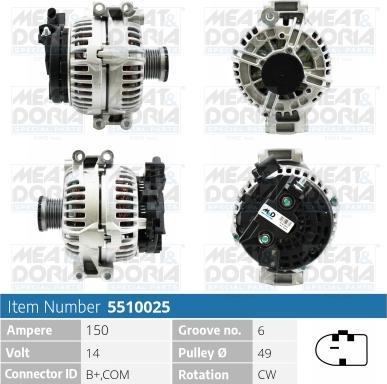 Meat & Doria 5510025 - Alternator autospares.lv