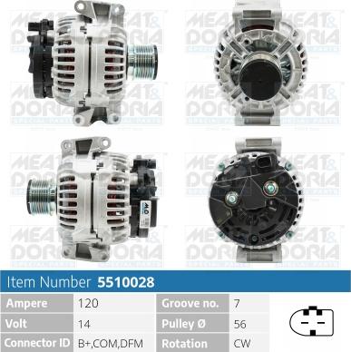 Meat & Doria 5510028 - Alternator autospares.lv