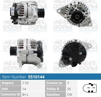 Meat & Doria 5510144 - Alternator autospares.lv