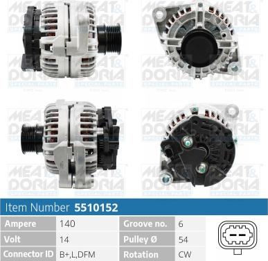 Meat & Doria 5510152 - Alternator autospares.lv