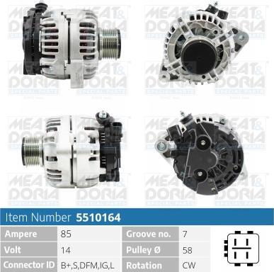 Meat & Doria 5510164 - Alternator autospares.lv