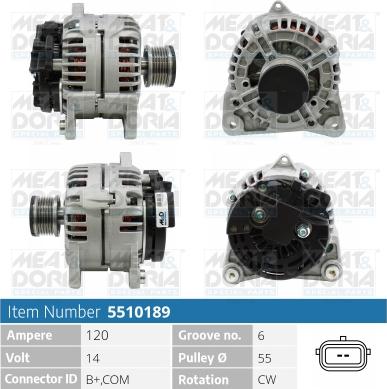 Meat & Doria 5510189 - Alternator autospares.lv