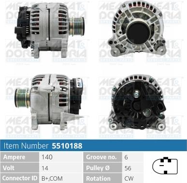 Meat & Doria 5510188 - Alternator autospares.lv