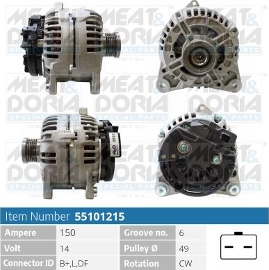 Meat & Doria 55101215 - Alternator autospares.lv