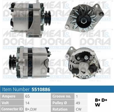 Meat & Doria 5510886 - Alternator autospares.lv