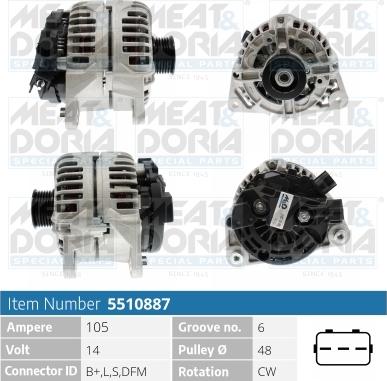 Meat & Doria 5510887 - Alternator autospares.lv