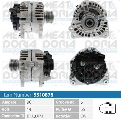 Meat & Doria 5510878 - Alternator autospares.lv