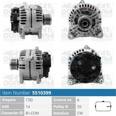 Meat & Doria 5510399 - Alternator autospares.lv