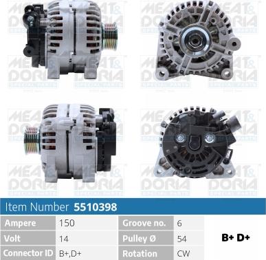 Meat & Doria 5510398 - Alternator autospares.lv