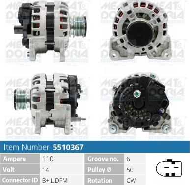 Meat & Doria 5510367 - Alternator autospares.lv