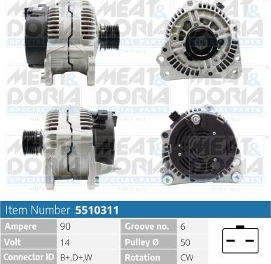 Meat & Doria 5510311 - Alternator autospares.lv