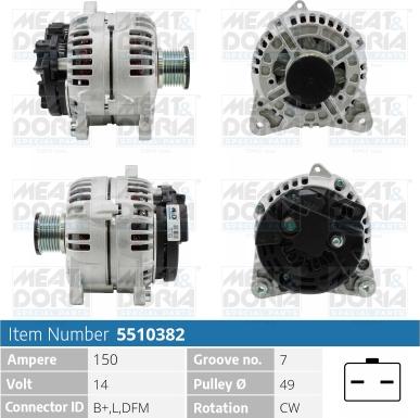 Meat & Doria 5510382 - Alternator autospares.lv