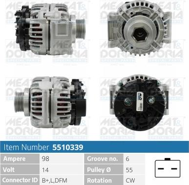 Meat & Doria 5510339 - Alternator autospares.lv