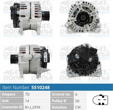 Meat & Doria 5510248 - Alternator autospares.lv