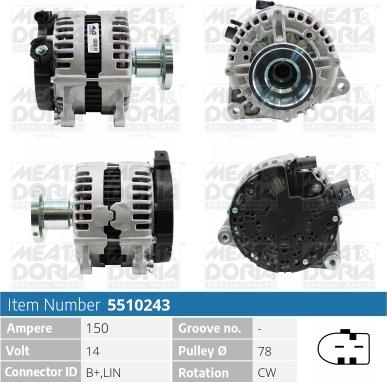 Meat & Doria 5510243P - Alternator autospares.lv