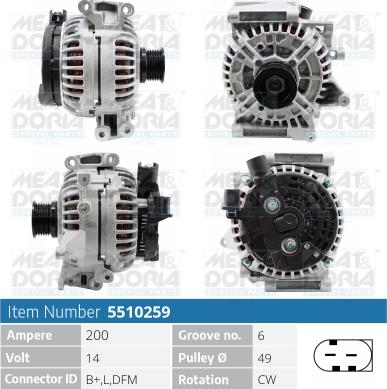 Meat & Doria 5510259 - Alternator autospares.lv