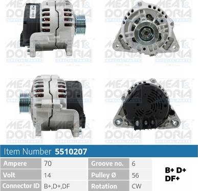 Meat & Doria 5510207 - Alternator autospares.lv