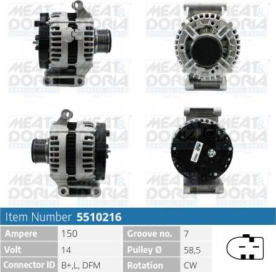 Meat & Doria 5510216 - Alternator autospares.lv