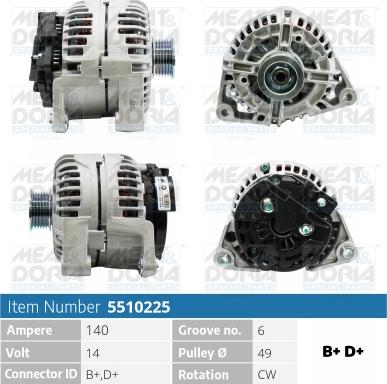 Meat & Doria 5510225P - Alternator autospares.lv