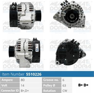 Meat & Doria 5510226 - Alternator autospares.lv