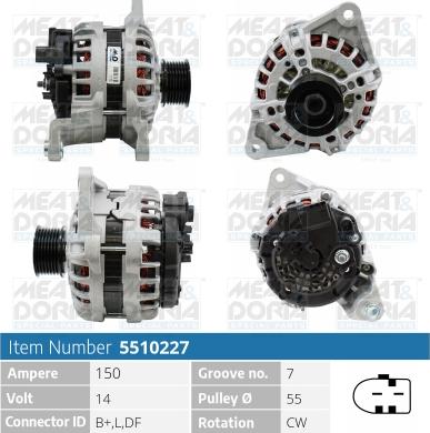 Meat & Doria 5510227 - Alternator autospares.lv