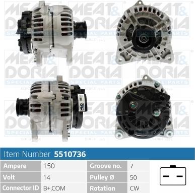 Meat & Doria 5510736 - Alternator autospares.lv