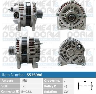 Meat & Doria 5535986 - Alternator autospares.lv