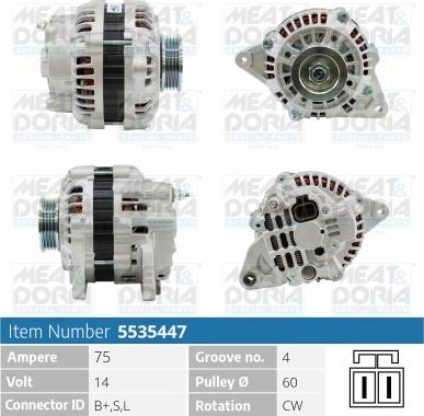 Meat & Doria 5535447 - Alternator autospares.lv