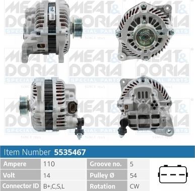 Meat & Doria 5535467 - Alternator autospares.lv