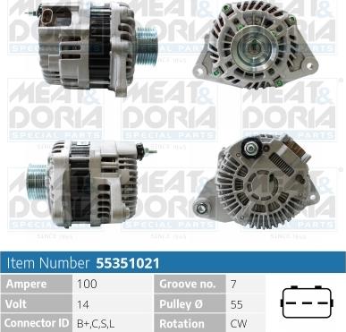 Meat & Doria 55351021 - Alternator autospares.lv